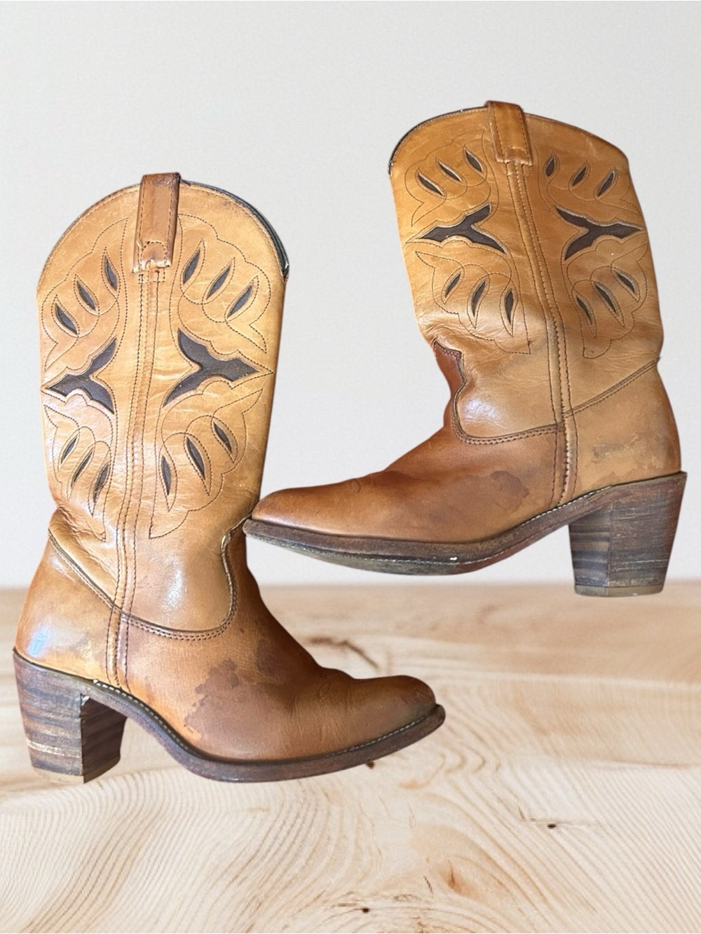 Vintage Double H brown leather western boots Size 6.5B
